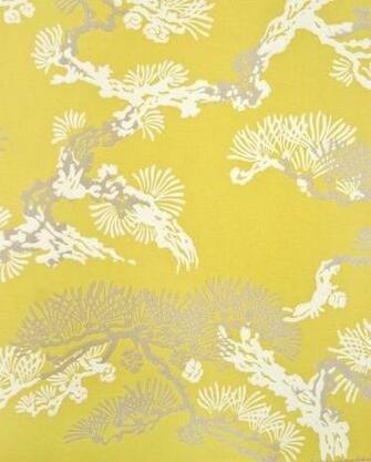 Eastern Pine Wallpaper Pewter And White Gnarled Botanical Print On