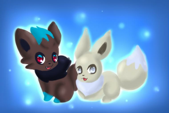 Shiny Zorua And Eevee By Sweetxpink96