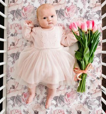Girls Floral Crib Sheet Farmhouse Bedding Lottie Da Baby