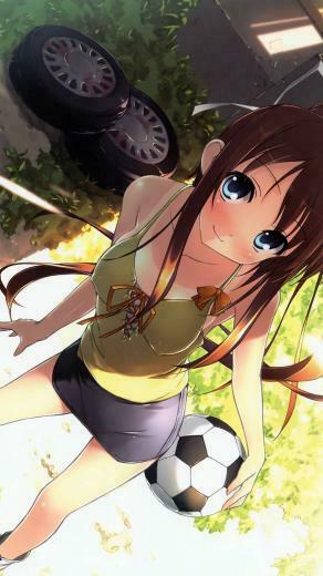 Anime Girl With Football HD Samsung Galaxy S4 Wallpaper