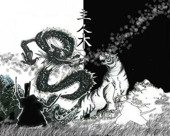 Tiger Vs Dragon Wallpaper Black And White