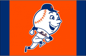New York Mets Batting Practice Logo Mr Met Mascot Running On