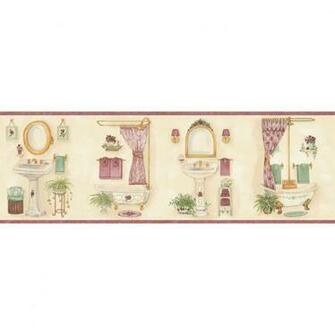 Shop Allen Roth Pastel Vintage Bathroom Prepasted Wallpaper