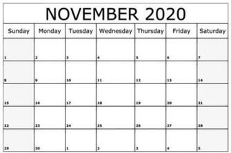 November Calendar Printable Template