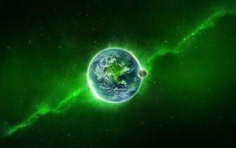 Planet Earth Green Cosmos Stars Glow Milky Way Wallpaper