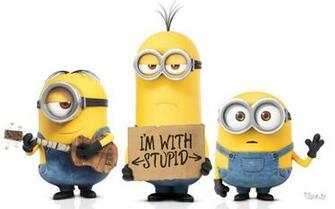 Minions I M With Stupid HD Cartoon Fun Wallpaper