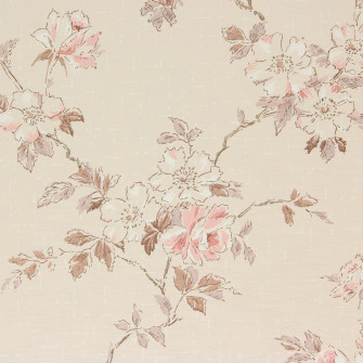 1950s Vintage Wallpaper Pink Flowers On Beige Rosie S