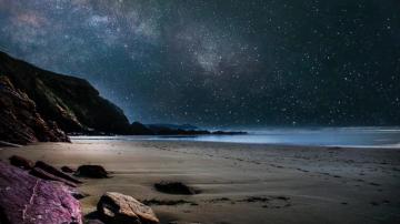Beach Starry Night Sky Nature Wallpaper
