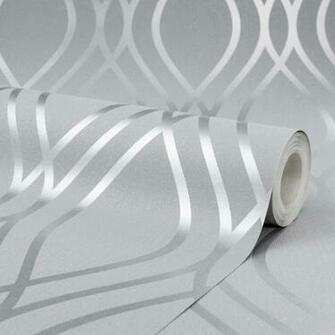 Henderson Interiors Camden Wave Wallpaper Soft Grey Silver