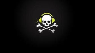 And Crossbones Headphones Skull Wallpaper