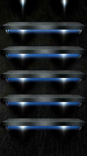 Shelves With Blue Background Lights Wallpaper iPhone