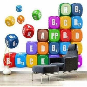 Restaurant Wall Paper Color Wooden Board Character Alphabet Wood