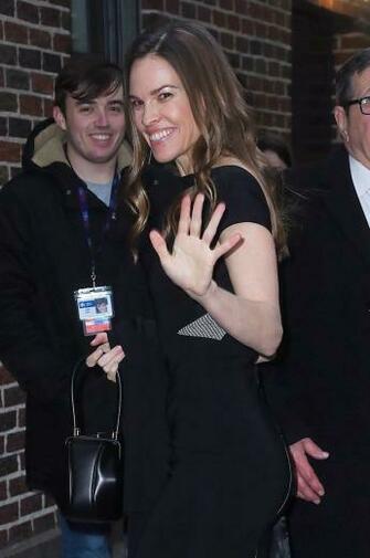 Hilary Swank Arrives At Late Show With Stephen Colbert In New York