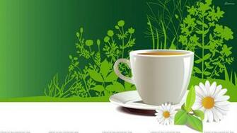 White Artistic Cup Of Tea In Plate With Flower Wallpaper