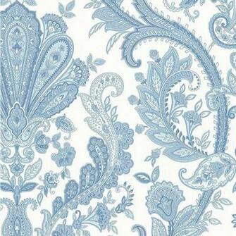 Large Blue And White Paisley Md29431 Traditional Wallpaper By