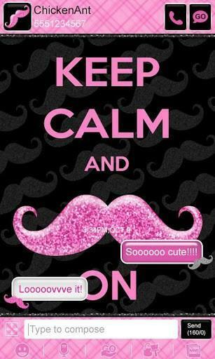 Bigger Pink Mustache Theme Go Sms For Android Screenshot