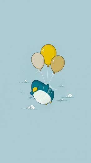 Cartoon Penguin And Balloons Anime Cartoons iPhone