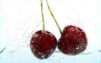 Fruits Cherries Wallpaper White