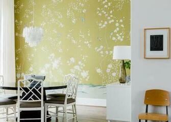 Contemporary Breakfast Nook With Modern Pendant And Wallpaper