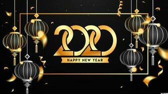 Year With Gold And Black Chinese Lanterns Decorations HD