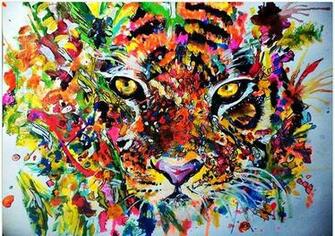 Cute Drawing Hipster Paint Picture Tiger Wallpaper Wonderful