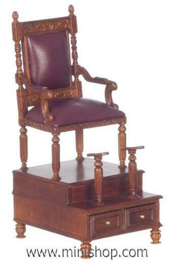 Dollhouse Miniature Furniture Gallery Shoe Shine Stand Chair In Walnut