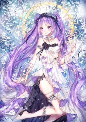 Anime Comic Art Girl Purple Hair Fantasy