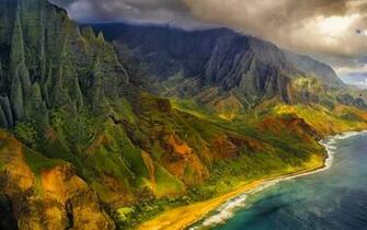 Nature Landscape Aerial Mountains Beach Sea Cliff