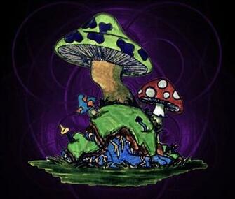 Trippy Shroom And Weed Wallpaper