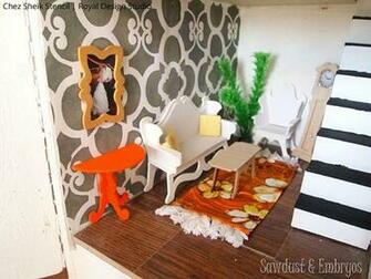 Chez Sheik Stencil On Dollhouse Walls Via Sawdust And Embryos