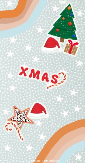 Preppy Christmas Wallpaper Ideas Candy Cane Rainbow