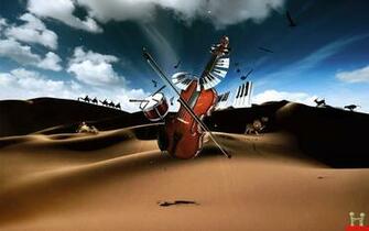 3d Drums Violin Wallpaper HD