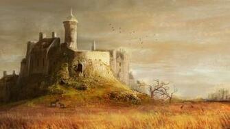 HD Wallpaper Medieval Castle Hill Towers Trees Grass Horses