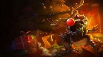 Christmas Reindeer Kogmaw League Of Legends Lol Champion HD Wallpaper