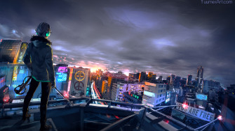 Cyberpunk Cityscape 1440p Resolution HD 4k Wallpaper Image