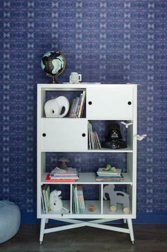 Wallpaper Lined With A Dwell Studio Mid Century French White Bookcase
