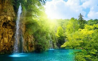 Waterfall Wallpaper Sunny Waterfalls Day