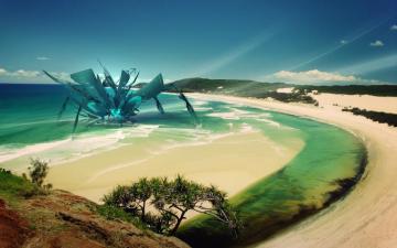 Abstract Robot Coming Out Of The Ocean
