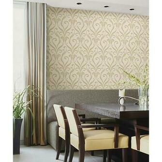 Taupe Swirl Modern Damask Medusa Kenneth James Wallpaper