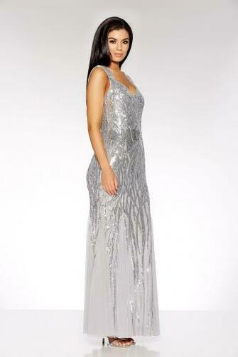 Quiz Silver Fishtail Dress Photo Wallpaper HD Aorg