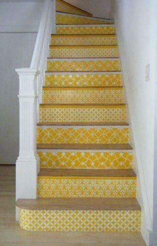 Coordinating Wallpaper On The Stairs For Home