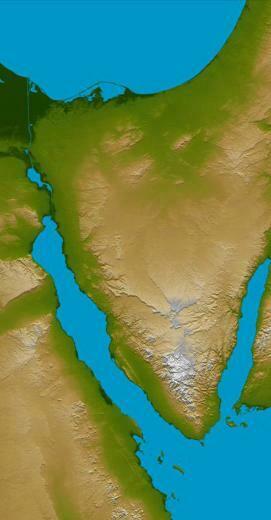 Space Image Sinai Peninsula Shaded Relief And Colored Height