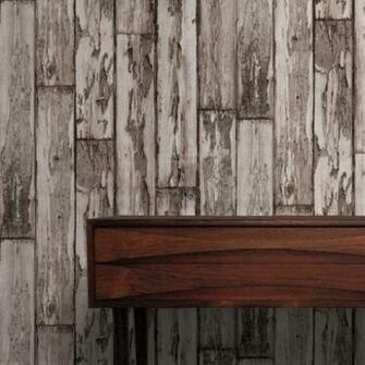Planks Designer Chocolate Brow N Faux Wood Paint Peeling Wallpaper