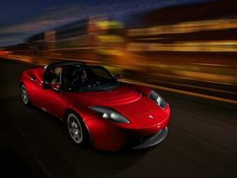 Red Tesla Roadster Front Desktop Wallpaper