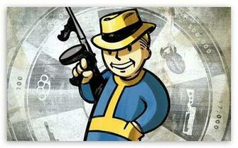 New Vegas Vault Boy Digital Wallpaper Black