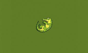 Crocodile Lizard Eyed Big Eared Alligator Green Minimalism