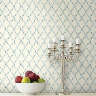 Home Fashions Springtime Cottage Floral Trellis Wallpaper
