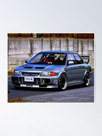 A Silver Evo Lancer Evolution Poster By