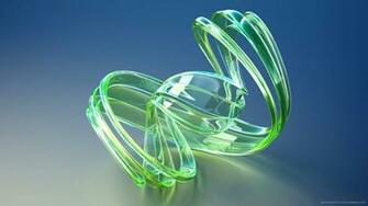 Green Ribbon Render Glass Wallpaper Abstract