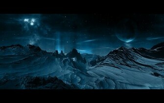 Planets Above Snowy Mountains Wallpaper